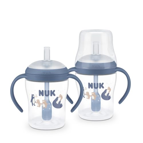 Image of NUK Perfect Match Learner Straw Cup, 5 oz, 2 pack - Soft Straw, Easy-Grip Handles, BPA Free, Spill Proof Transition Sippy Cup
