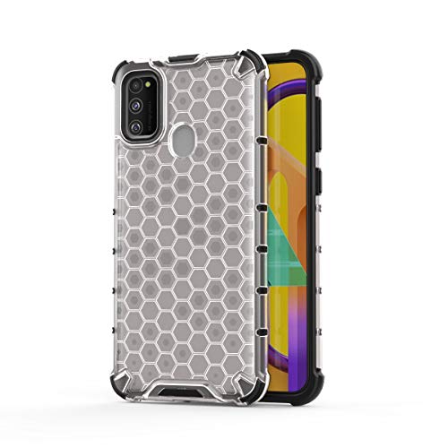 Image of Glasgow | for Samsung Galaxy M21 Honeycomb Pattern Back Case Cover for Samsung Galaxy M21 with 4 Bumper Corners and Military Grade Protection - Transparent