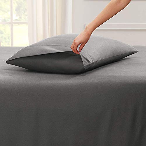 Image of Dark Grey Bedsheet with 4 Pillow Covers 400TC 100% Egyptian Cotton Premium 5 Piece Bedsheets Queen Size
