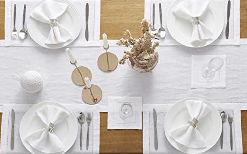 Home Linen Table Runner Hemstitch - Flax Cloth Runner Rustic Boho Farmhouse Style For Wedding Bridal Shower Party Kitchen Dining Table Decor White 14 X 36 Inch #TOP5