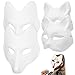 Gadpiparty 2Pcs Halloween Fox Mask 2Pcs Masquerade Cat Mask Blank Mask DIY Animal Unpainted Craft Mask White Paintable Masks Hand Painted Face Mask for Masquerade Prop, Cosplay
