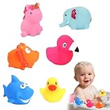 Light Up Bath Toys – 6PCS No-Hole No-Mould Colorful Floating Animals, Safe & Fun Baby Bath Toys for Toddlers, LED Sensory Toys, Unicorn, Duck, Flamingo, Elephant & Shark for Playtime