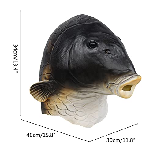 Sahgsa Fish Costume Mask - Animal Theme - Adults Unisex - Latex Material - Halloween Party Cosplay, Blackfish, 34 * 30 cm - Image 2