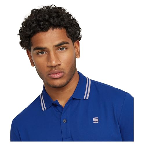 G-Star Men's Dunda Slim Stripe Polo , Blue (pilot D17127-5864-1235), L