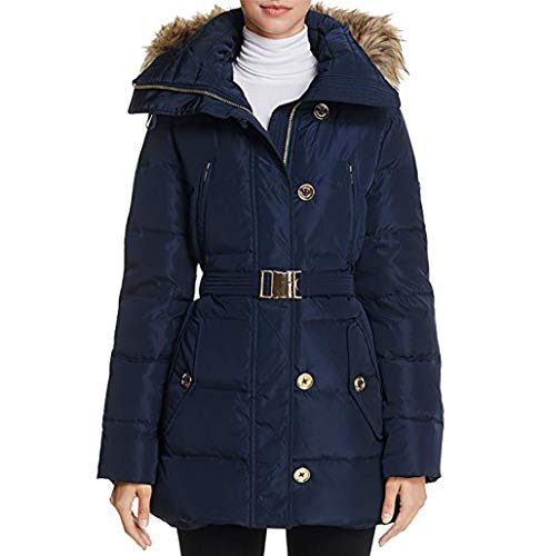 Michael Kors Women's Mid-Length Down Coat (L, Navy)