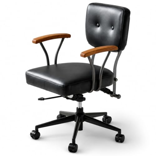 Chaise de bureau industrielle vintage en cuir véritable SEEDWAVE