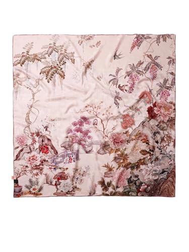 Écharpe en soie HangErFeng femme cadeau idéal châle carré imprimé chic