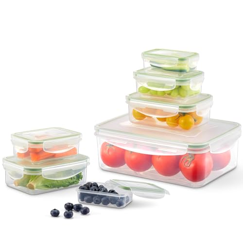 VINATO 7-Teiliges Frischhaltedosen Set mit Deckel, BPA-freie Plastik Frischhaltedosen, Stapelbar & Transparent, Gefrierdosen Set Kunststoff für Mikrowelle, Spülmaschine und Kühlschrank