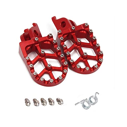 JFG RACING Dirt Bike Foot Pegs,Billet MX Wide Motorcycle Foot Pegs for CR125/250 02-11/CRF150R 07-24/CRF250R 04-24/CRF250X 04-17/CRF450R 02-24/CRF450RX 17-24/CRF450X 05-24 CRF250L/M 12-21 - Red