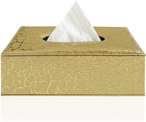PTAPIPI Stylish PU Leather Tissue Box Holder, Modern Rectangular Napkin Holder Pumping Paperchase Dispenser (Golden Lightning)
