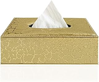 PTAPIPI Stylish PU Leather Tissue Box Holder, Modern Rectangular Napkin Holder Pumping Paperchase Dispenser (Golden Lightning)