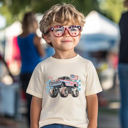 Image of Kid 4th of July T-Shirts Boys Girls American Flag Shirt Patriotic Top Short Sleeve Tees 2-12 Years