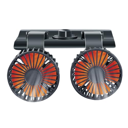Qidures Ventilador USB para coche, ventilador de autos, Enfriador del tablero automático con doble cabeza, Ventiladores eléctricos de enfriamiento del asiento trasero del tablero de doble cabeza de