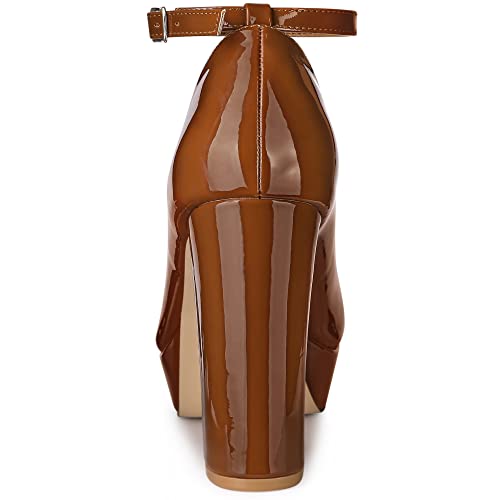 Allegra K Women's Platform Ankle Strap Chunky Heel Mary Janes Pumps3