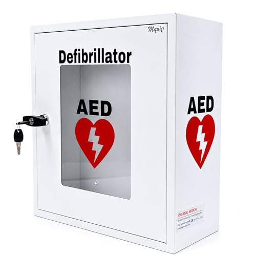 Image of Cabby ECO AED Cabinet with Alarm | Universal AED Wall Mount Cabinet | Heavy Duty Steel | Safety Lock with Keys | Polycarbonate Glass | Fits All AED Brands | Red & White