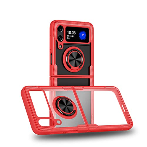 Coque Transparente pour Samsung Galaxy Z Flip 4 5G Antichoc Arrière Téléphone Rouge