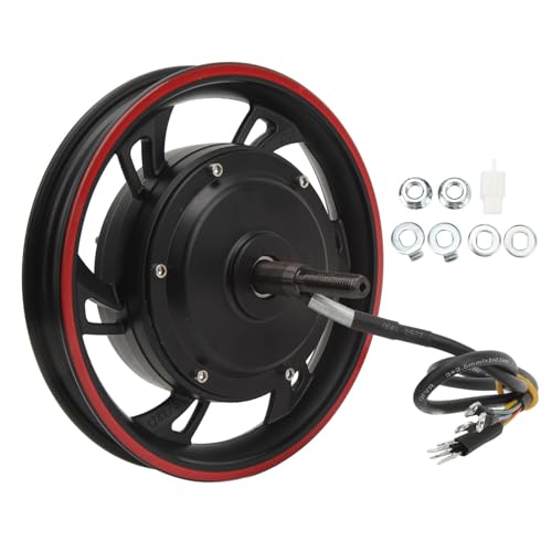 12in High Speed Brushless Gear Hub Motor 48v 72v 500 to 1500W DC Disc Brake Motor for Electric Motorcycle Bike Scooter Upgrade The Performance and Speed of Your Electric Vehicle