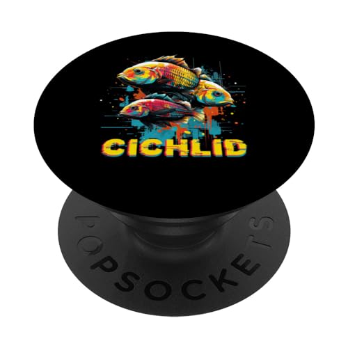 Graffiti Glitch Buntbarsch-Züchter Fischhaltung PopSockets mit austauschbarem PopGrip Graffiti Glitch Buntbarsch-Züchter Fischhaltung PopSockets mit austauschbarem PopGrip