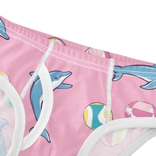 Wusikd Cute Pink Dolphins Boys' Underwear Cotton Beach Balls Boys Briefs Soft Toddler Underwear 2T4