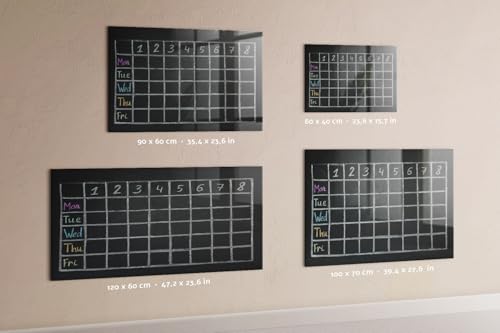 Tableau magnétique en verre 100x70 surface brillante pour plan de leçon