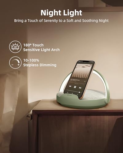 Image of EZVALO Bedside Lamp with Wireless Charger, 4 in 1 Dimmable LED Night Light, Nightstand Touch Lamp, Portable Bluetooth Speaker, Birthday Gifts for Women, Men, Mom, Wife
