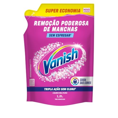 Tira Manchas Líquido Vanish Oxi Action Pink 1,2L para Roupas Coloridas. Sem Cloro, Remove Manchas sem Danificar o Tecido, Preserva as Cores e Deixa as Roupas com Aparência de Nova