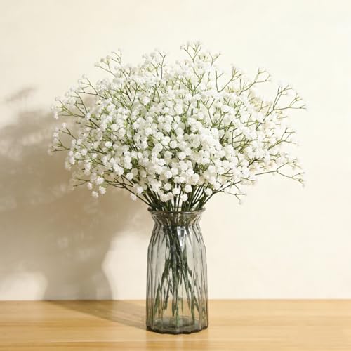 Willthinleye かすみ草 造花 12本セット造花グリーン 人工観葉植物 カスミ草 かすみそう 枯れないグリーン アイビー 清楚な カスミ草 かすみそうお祝い お見舞い プレゼント 店舗 玄関 部屋飾り 撮影 霞草 高さ53cm