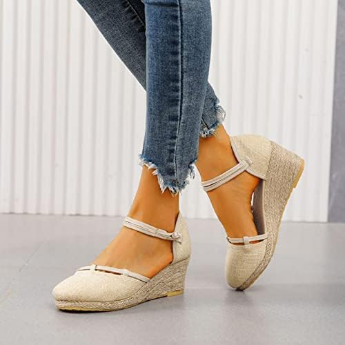 Shakumy Sandals for Women Dressy Summer,Women's Espadrilles Wedge Platform Sandals Closed Toe Braided Buckle Linen Sandals 2 Shakumy Sandals for Women Dressy Summer,Women's Espadrilles Wedge Platform Sandals Closed Toe Braided Buckle Linen Sandals