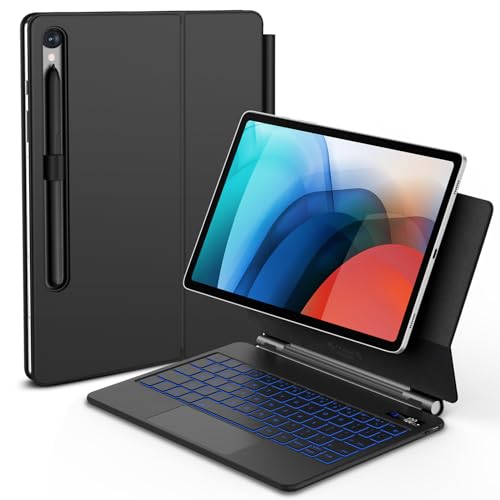 BETTDOW Capa com Teclado e Trackpad para Samsung Galaxy Tab S10 Lite/S10 Fe/S9 Fe/S9/S8/S7 de 11 polegadas,Teclado com LCD Display
