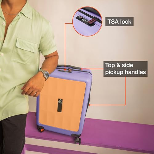 Image of Nasher Miles Zanzibar TSA Lock Hard-Sided Polycarbonate 8 Wheels Double Spinner Cabin Luggage Peach Lavender 20 inch |55cm Trolley Bag| Suitcase,Small