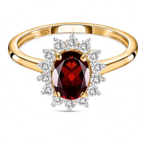 Image of Princess Diana Inspired Halo Birthstone Ring for Women Girls | Pure 925 Sterling Silver with AAA+ Natural Gemstone | 18K Gold-Plated | Best Gift for Birthday, Anniversary, or Valentine�s Day