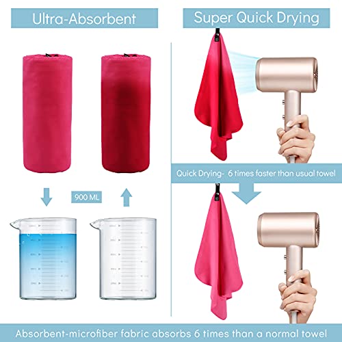 Bogi Microfiber Travel Sports Towel-Quick Dry Towel, Soft Lightweight Microfiber Camping Towel Absorbent Compact Travel Towel For Camping Gym Beach Bath Yoga Swimming Backpacking (M:40''X20''-Hpink) #TOP4