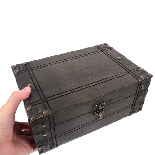 Boîte de rangement en bois marron vintage pour bijoux précieux