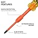 Klein Tools 32306INS 6-in-1 Insulated Multi-Bit Screwdriver, Multi-Bit Driver with Auto-Locking Collar, 1000V Rated, In-Handle Bit Storage