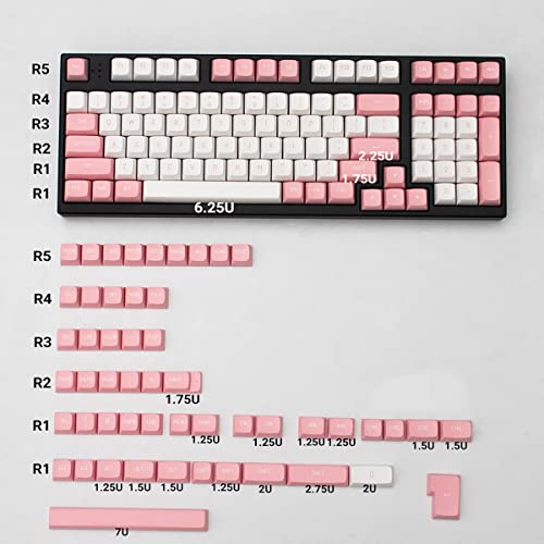 Double Shot Keycaps 150 Keys MSA Profile ISO/ANSI Layout Pink and White Keycap Set for Cherry MX Switches Mechanical Gaming Keyboard - Image 2