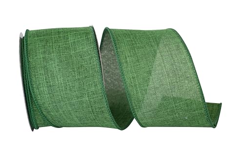 Reliant Ribbon Everyday Linen Value Wired Edge Ribbon, 2-1/2 Inch X 10 Yards, Emerald