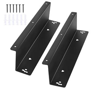 Under Counter Cash Register Mounting Brackets, Under Desk Shelf Support Bracket for 16”Square Cash Drawer、Money Drawer、Cash Till-Black,1 Pair