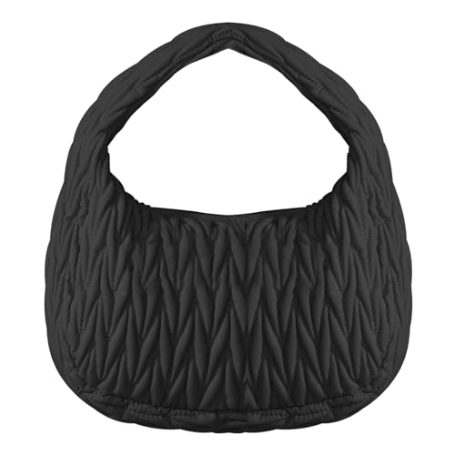 NAARIIAN Small Puffer Purse for Women Quilted Puffer Shoulder Bag Lightweight Crescent Bag for Casual, Travel