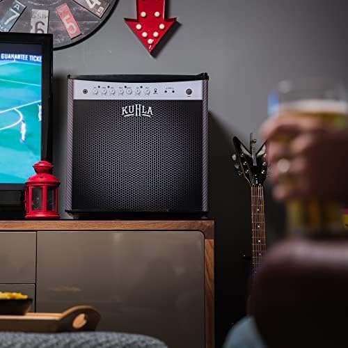 Kuhla 43 Litre Mini Fridge with Ice Box, Novelty Design, Inc Adjustable Thermostat, Door Racks and Removable Shelf, Small Drinks Fridge Ideal for Home and Office  Amp Speaker, Black KTTF4BGB-1004