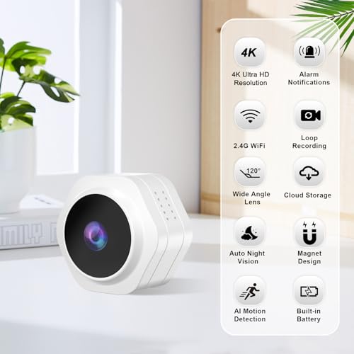 Image of MiNi WiFi Spy Hidden Camera,Nanny Camera, 4K Ultra HD Wireless Security Cameras for Baby,Dog,Cat,Pets, AI Motion Detection Alerts, Auto Night Vision, Real Time Record Surveillance Cam for Home