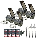 HME Trail Camera 12V with Solar Auxiliary Power Pack (4-Pack) Bundle with Trail Camera Mount Stick (4-Pack), 32GB Ultra SDHC UHS-I Memory Card (8-Pack), and SD USB 2.0 Card Reader (17 Items)