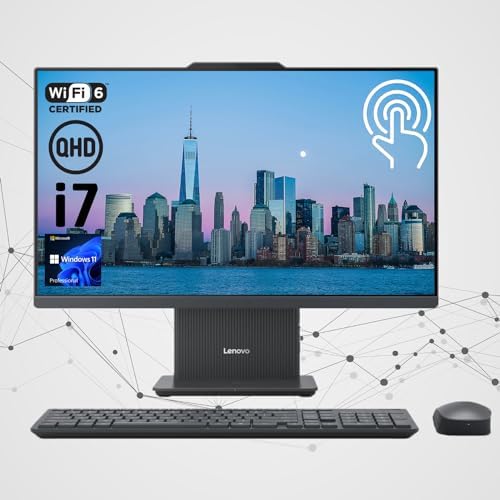 Lenovo IdeaCentre I Gen 9 27" QHD Business All-in-One, 100Hz Touchscreen, i7-13620H, 32GB DDR5 RAM, 1TB SSD, Wireless KB & Mouse, Wireless Charging Base, RJ-45, Wi-Fi 6, Windows 11 Pro, Grey