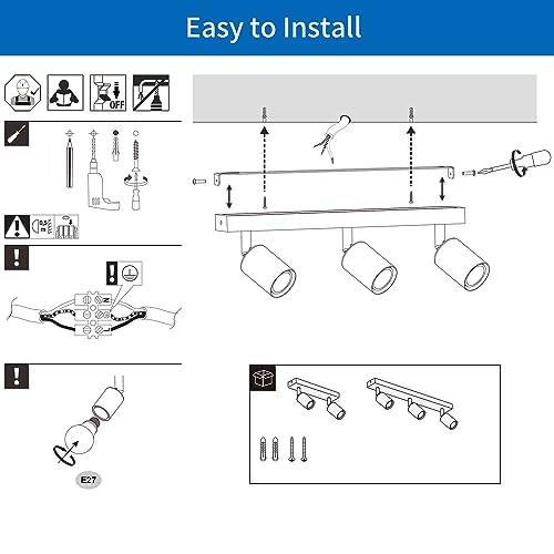 ANWIO Faretti da Soffitto Neri Orientabili,Faretti...