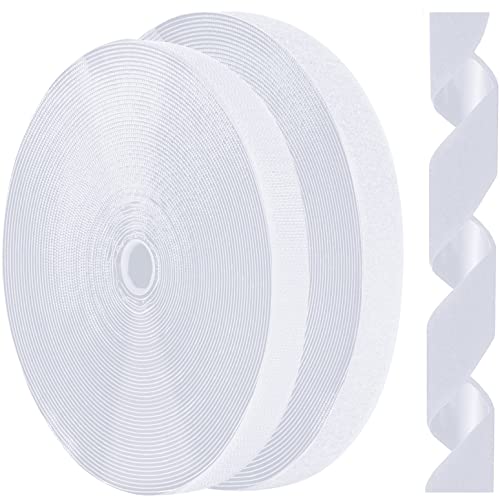 Image of 3 /4 Inch x 82Feet White Hook and Loop Tape, Non Slip Couch Cushion Gripper | Bulk Sticky Back hook loop tape, Apply No Punching Wall Mounting, Keep Carpet Socket in Place at Home and Office
