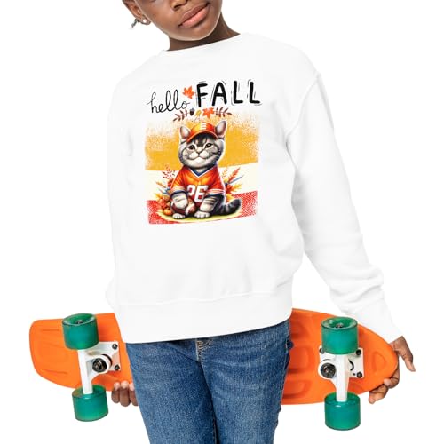 Hello Fall Cat Football Welcome Autumn with Leaves Pumpkins Adult Youth T-Shirt Hoodie Sweatshirt4