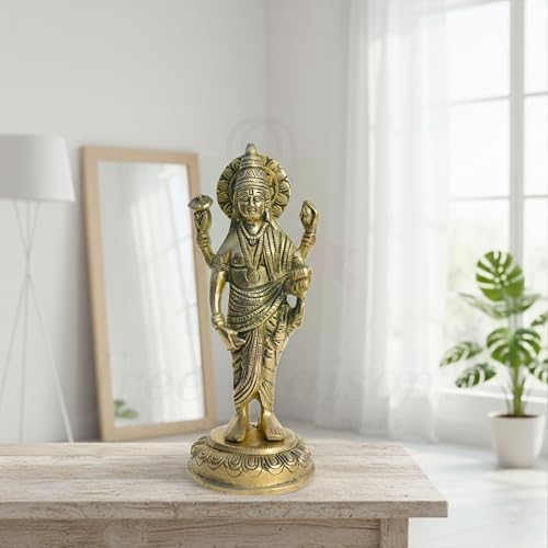 Image of Brass Dhanvantri Statue /Idol for Vastu Shastra and Feng Shui Remedies for Home Decor Statue /SHOWPEICE Product Decorative Items /VASTU Remedy, 7 x 7 Cm
