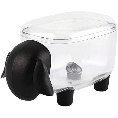 LUUFAN Cute Cotton Ball Holder, Unique Bathroom Floss Jars with lids, Q-Tips Organizer, Swab Toothpick Dispenser Canister for Cosmetics Makeup Bedroom (1PCS-Black Sheep) Cover