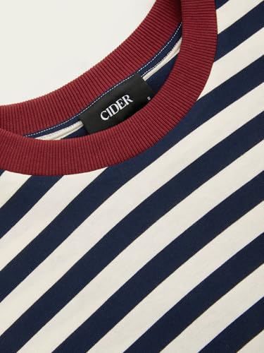 Image of CIDER Women Striped Tops Oversized Loose Crew Neck T-Shirts Short Sleeve Casual Summer Tee Shirts