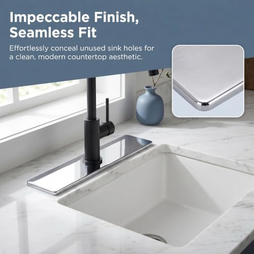 Cubierta de acero inoxidable Lurrose para tubería de agua y orificio de grifo rectangular 4