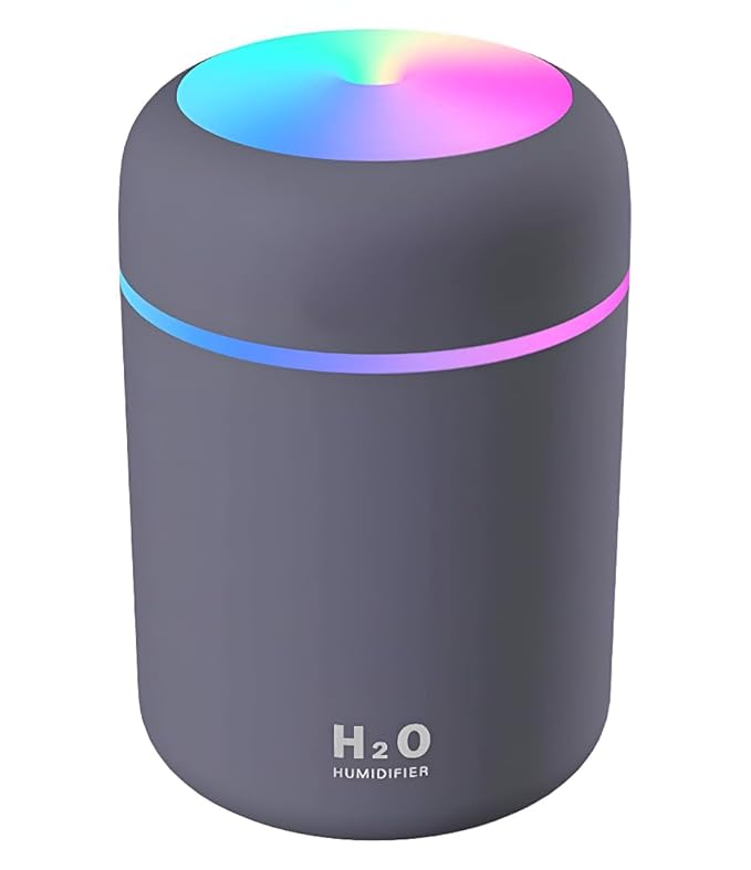 Color Changing Humidifier 300 mL – Mist & Light Aroma Diffuser for Rooms, Car, Office—Whisper Quiet & USB Recharge